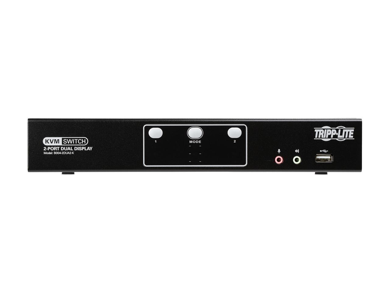 TRIPP LITE B004-2DUA2-K 2-Port Dual Monitor DVI KVM Switch with Audio and USB 2.0 Hub, Cables included