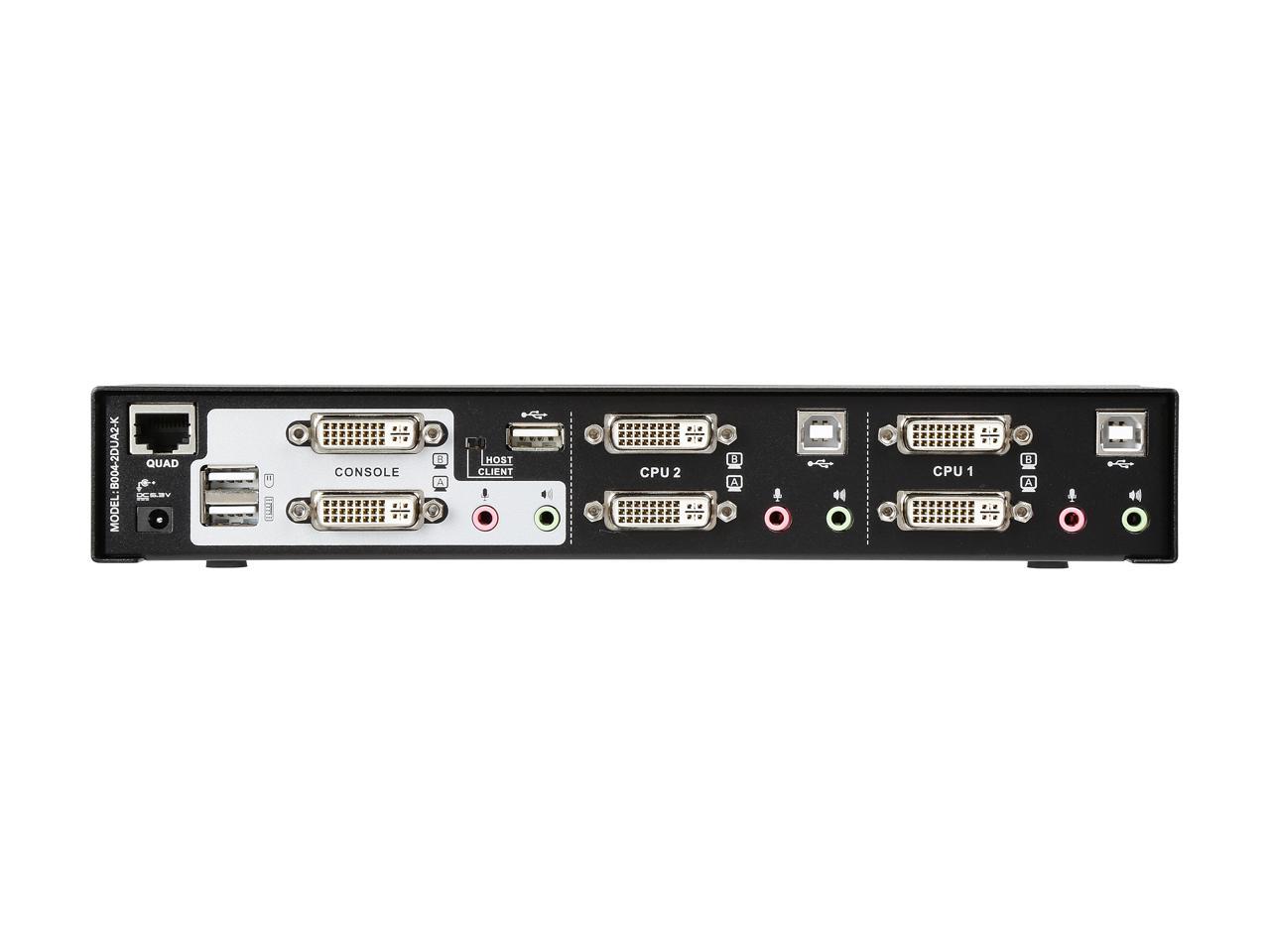 TRIPP LITE B004-2DUA2-K 2-Port Dual Monitor DVI KVM Switch with Audio and USB 2.0 Hub, Cables included