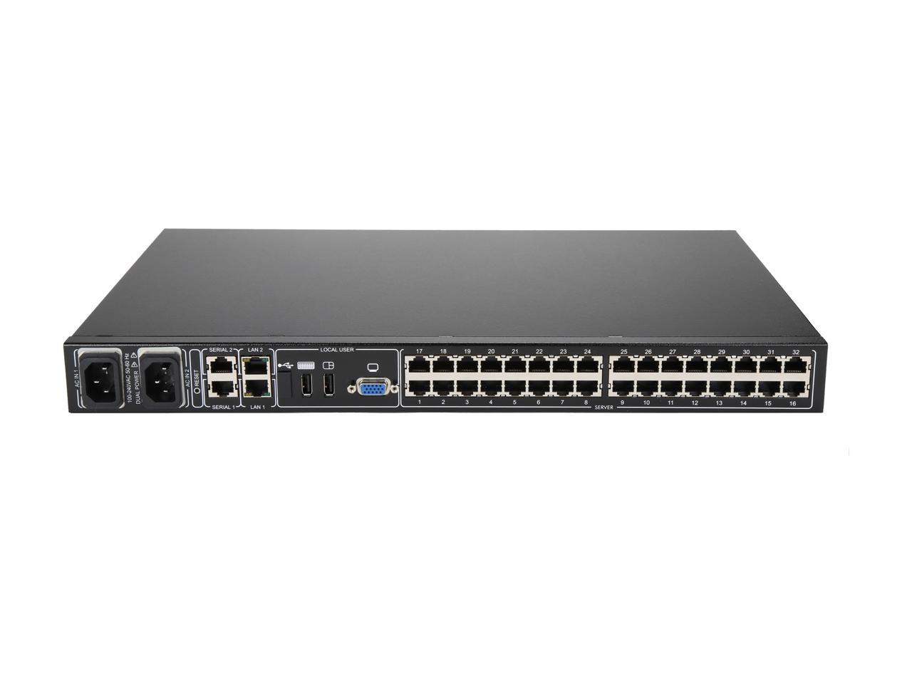 Tripp Lite 32-Port Cat5 1U Rack-Mount KVM Switch with IP Remote Access, 2+1 User, VGA, USB (B072-032-IP2)