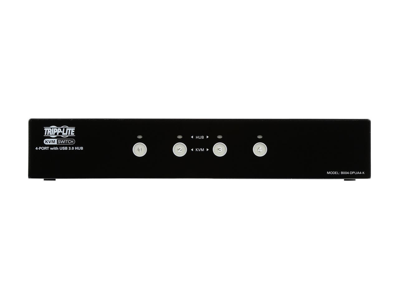 TRIPP LITE B004-DPUA4-K 4-Port DisplayPort KVM Switch w/Audio, Cables and USB 3.0 SuperSpeed Hub