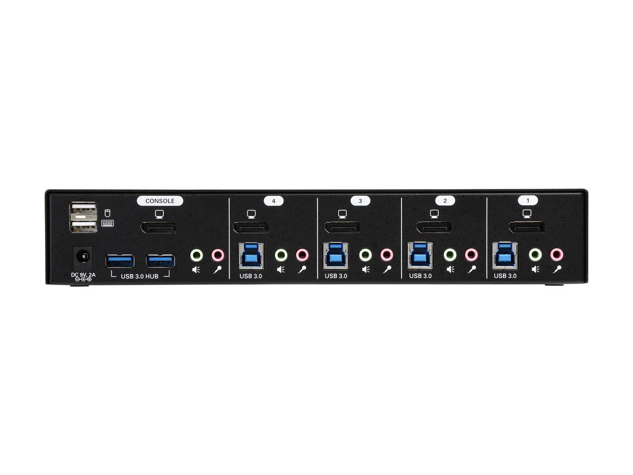 TRIPP LITE B004-DPUA4-K 4-Port DisplayPort KVM Switch w/Audio, Cables and USB 3.0 SuperSpeed Hub
