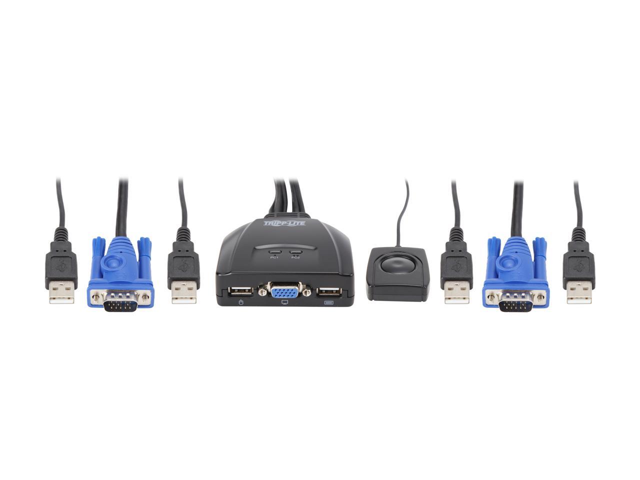 Tripp Lite 2-Port USB / VGA KVM Switch Cable w/ Audio & Peripheral Sharing (B032-VU2)