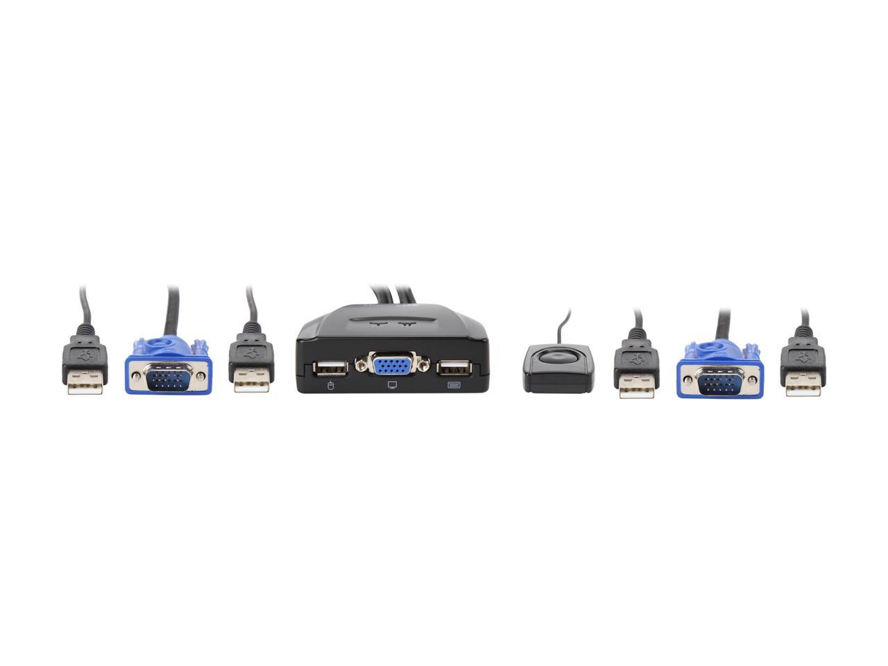 Tripp Lite 2-Port USB / VGA KVM Switch Cable w/ Audio & Peripheral Sharing (B032-VU2)
