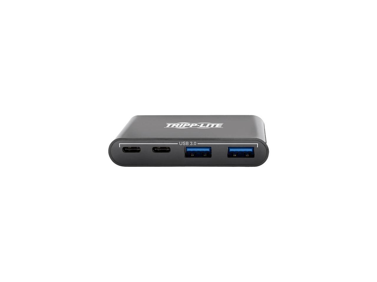 Tripp Lite USB 3.1 Gen 1 USB-C Portable Hub with 2 USB-C Ports and 2 USB-A Ports, Thunderbolt 3 Compatible, Black (U460-004-2A2CB)