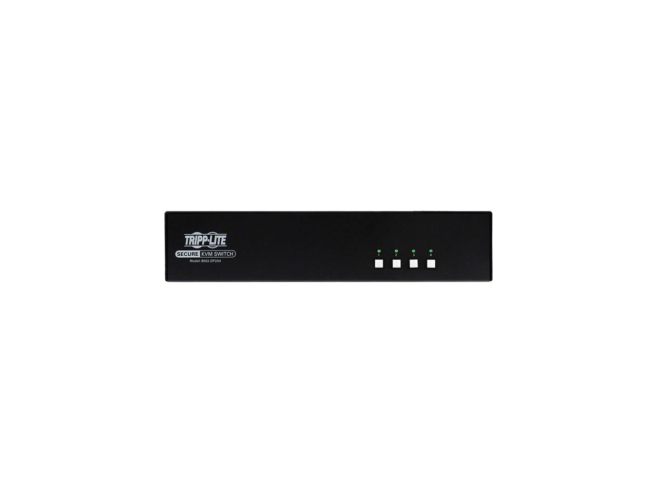 Tripp Lite Secure 4 Port KVM Switch, DisplayPort to DisplayPort, Dual Monitor, 4K, NIAP PP3.0 Certified, Audio, TAA-Compliant (B002-DP2A4)