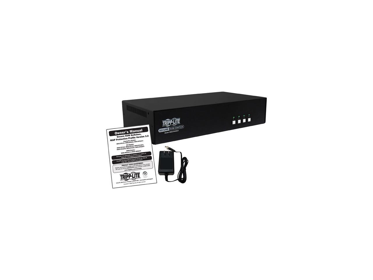 Tripp Lite 4 Port Secure KVM Switch, DVI to DVI, Dual Monitor, NIAP PP3.0 Certified, Audio, Common Access Card, TAA-Compliant (B002-DV2AC4)