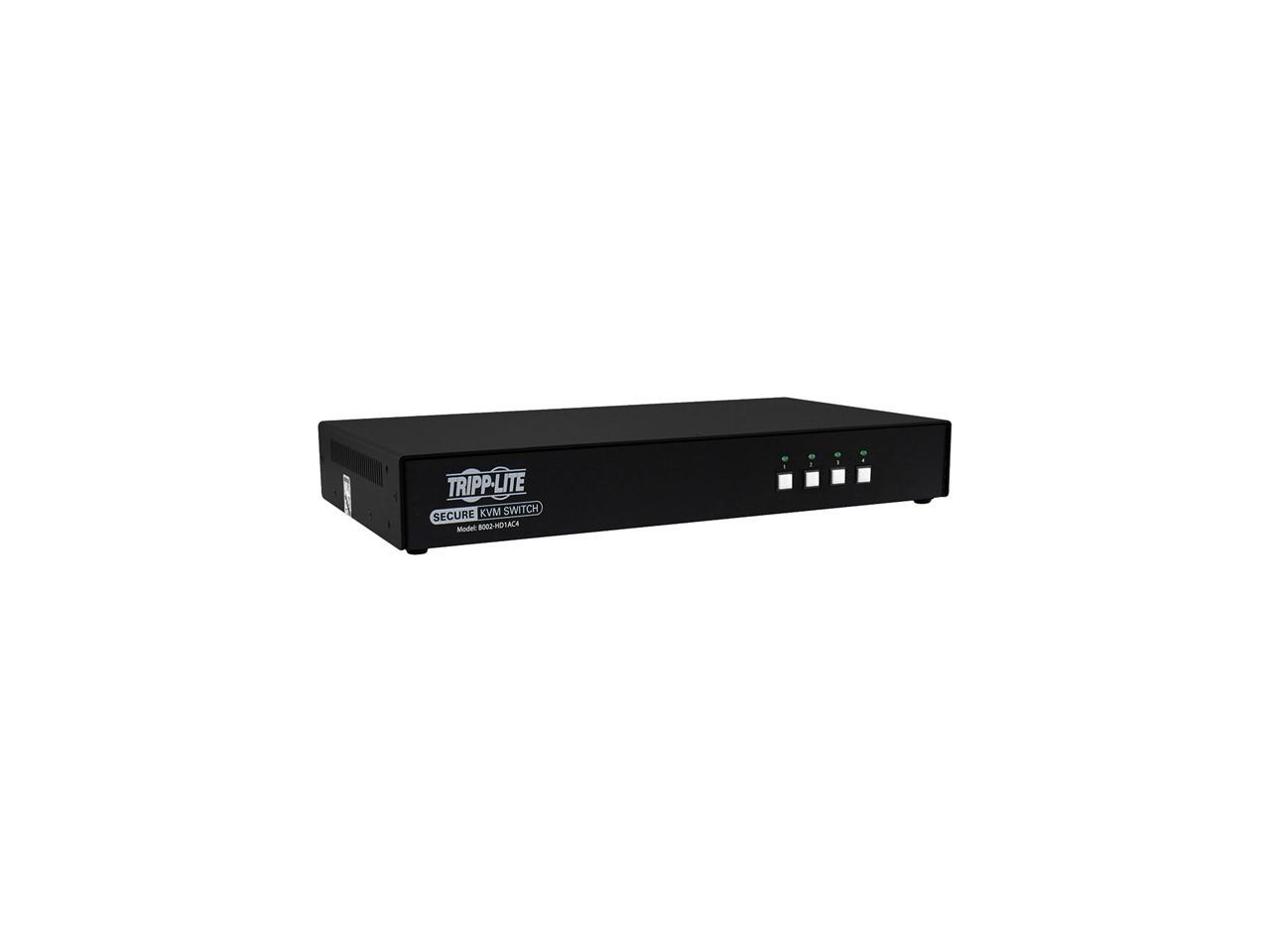 Tripp Lite 4 Port Secure KVM Switch, HDMI to DisplayPort, Single Monitor, 4K, NIAP PP3.0 Certified, Audio, Common Access Card, TAA-Compliant (B002-HD1AC4)
