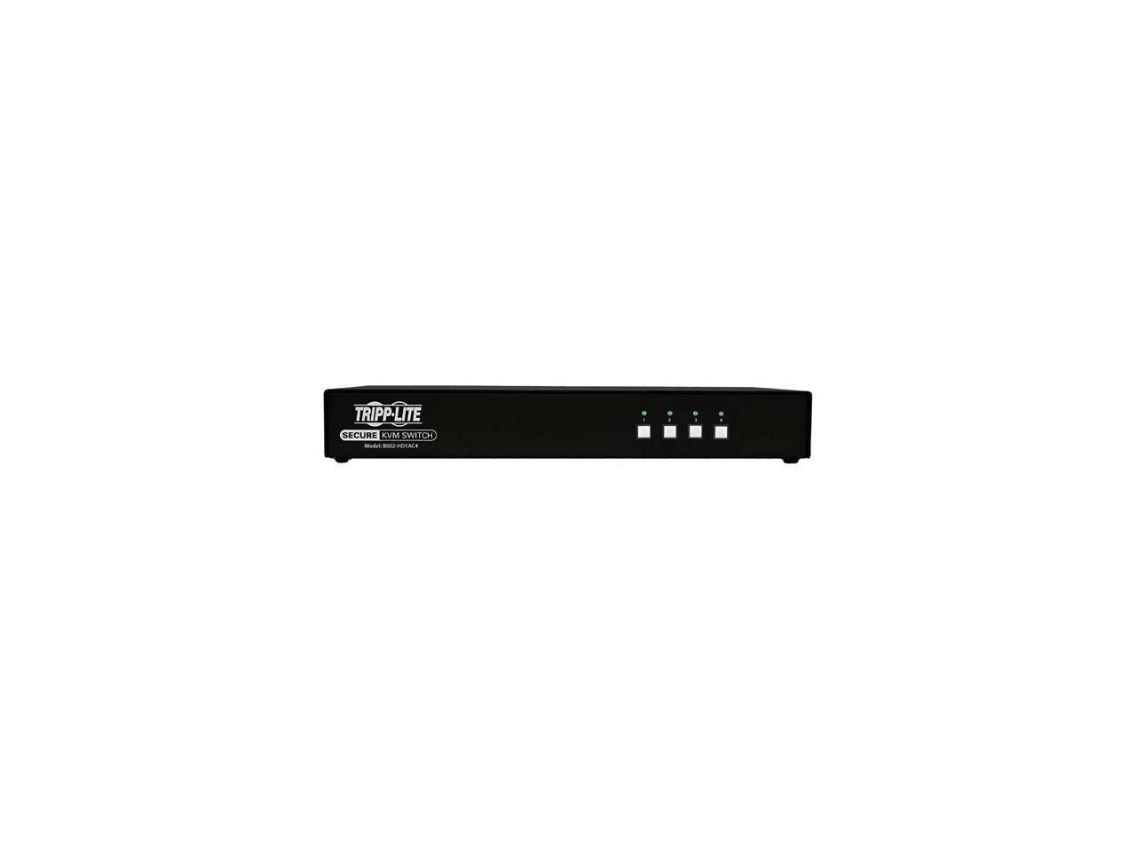Tripp Lite 4 Port Secure KVM Switch, HDMI to DisplayPort, Single Monitor, 4K, NIAP PP3.0 Certified, Audio, Common Access Card, TAA-Compliant (B002-HD1AC4)