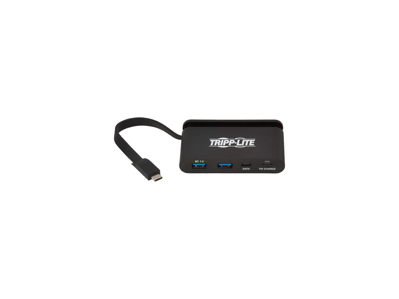 Tripp Lite U460-T04-2A2C-2 USB 3.1 Gen 2 USB-C Portable Hub with 2 USB-C Ports and 2 USB-A Ports, Thunderbolt 3 Compatible, Black