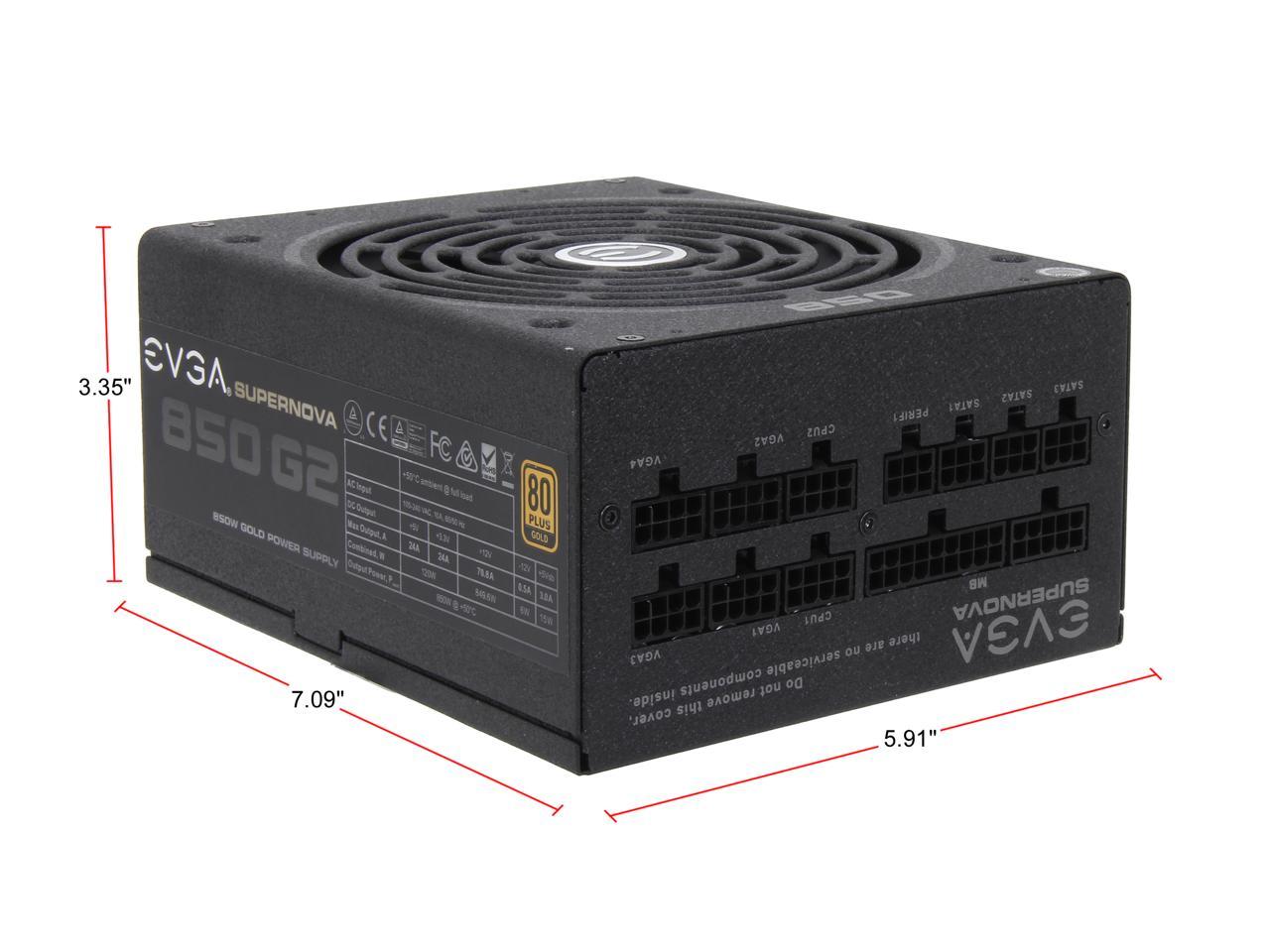 EVGA SuperNOVA 850 G2 220-G2-0850-XR 80+ GOLD 850W Fully Modular EVGA ECO Mode Includes FREE Power On Self Tester Power Supply
