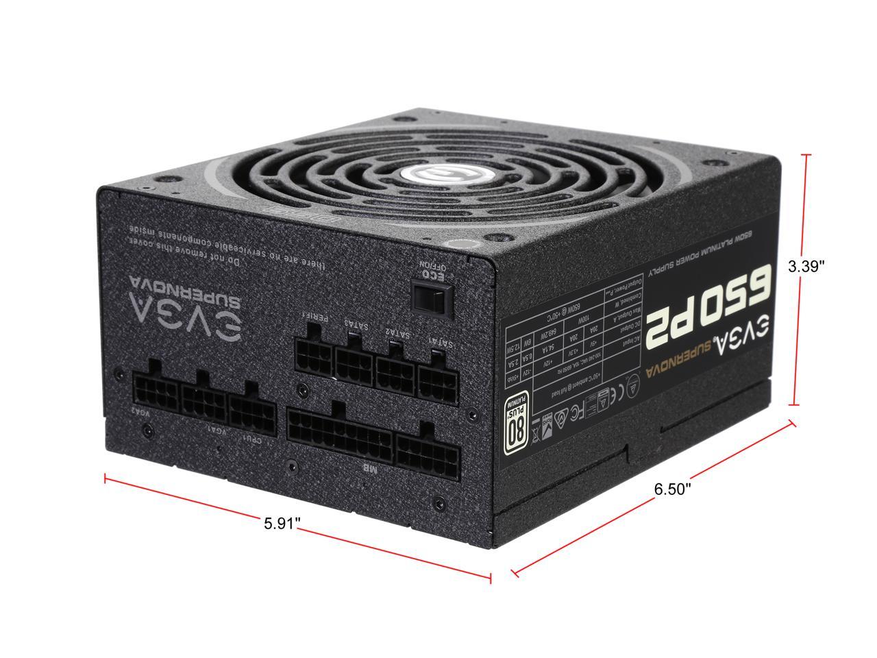 EVGA SuperNOVA 650 P2 220-P2-0650-X1 80+ PLATINUM 650W Fully Modular EVGA ECO Mode Includes FREE Power On Self Tester Power Supply