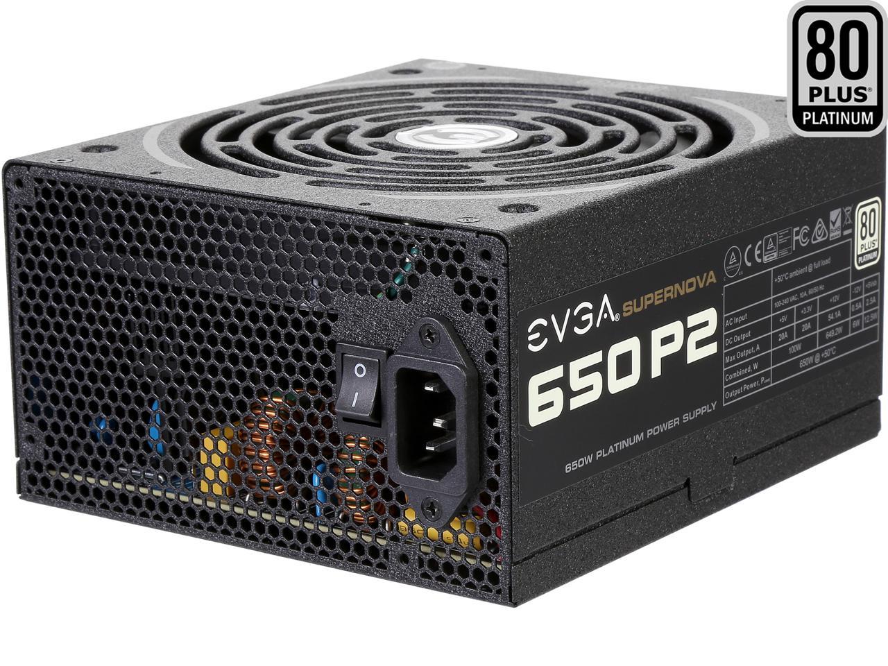 EVGA SuperNOVA 650 P2 220-P2-0650-X1 80+ PLATINUM 650W Fully Modular EVGA ECO Mode Includes FREE Power On Self Tester Power Supply