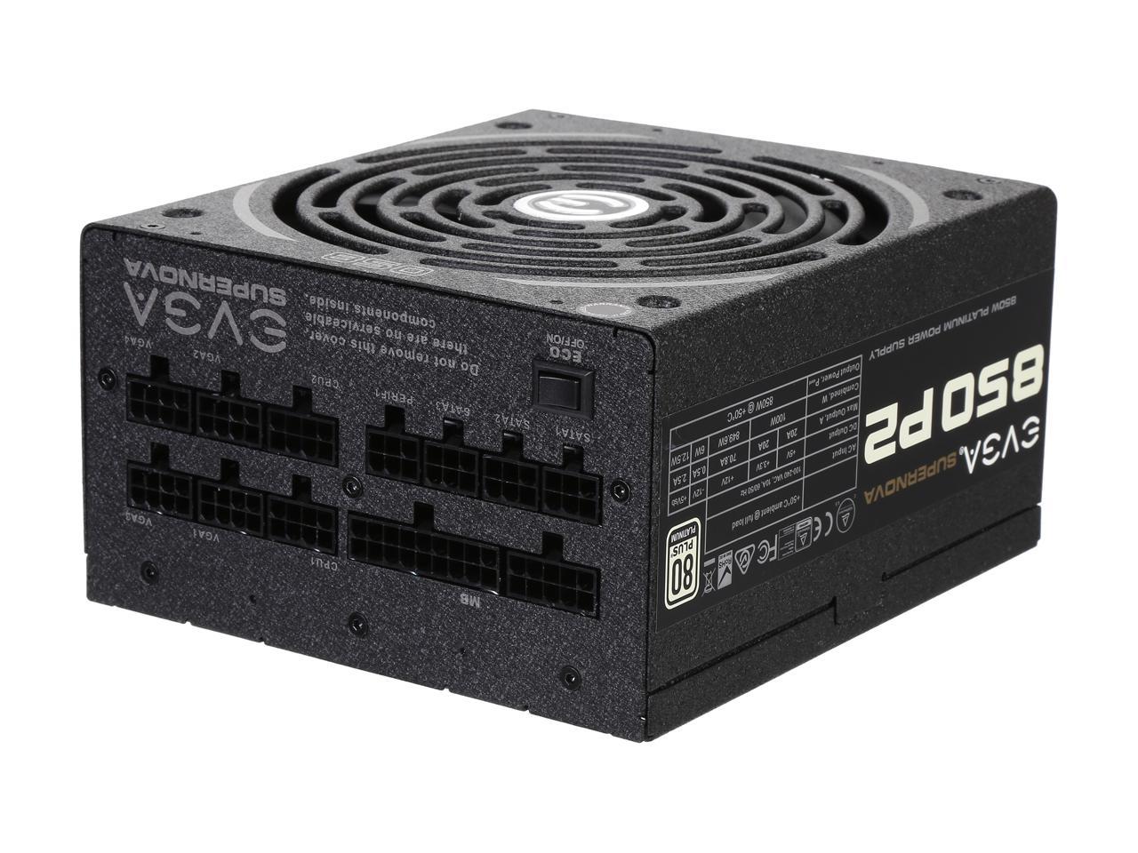 EVGA SuperNOVA 850 P2 220-P2-0850-X1 80+ PLATINUM 850W Fully Modular EVGA ECO Mode Includes FREE Power On Self Tester Power Supply