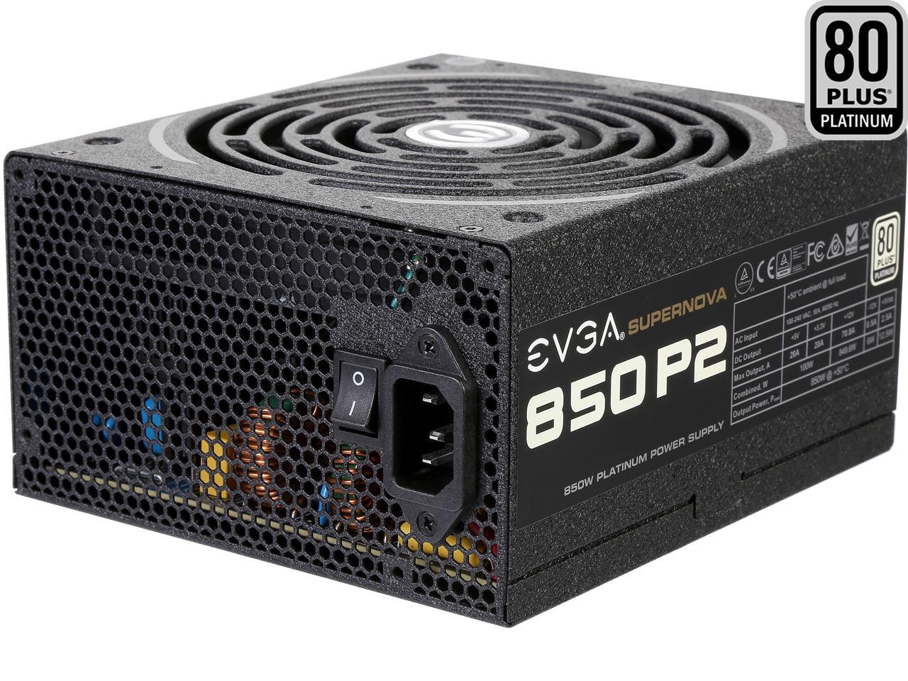 EVGA SuperNOVA 850 P2 220-P2-0850-X1 80+ PLATINUM 850W Fully Modular EVGA ECO Mode Includes FREE Power On Self Tester Power Supply