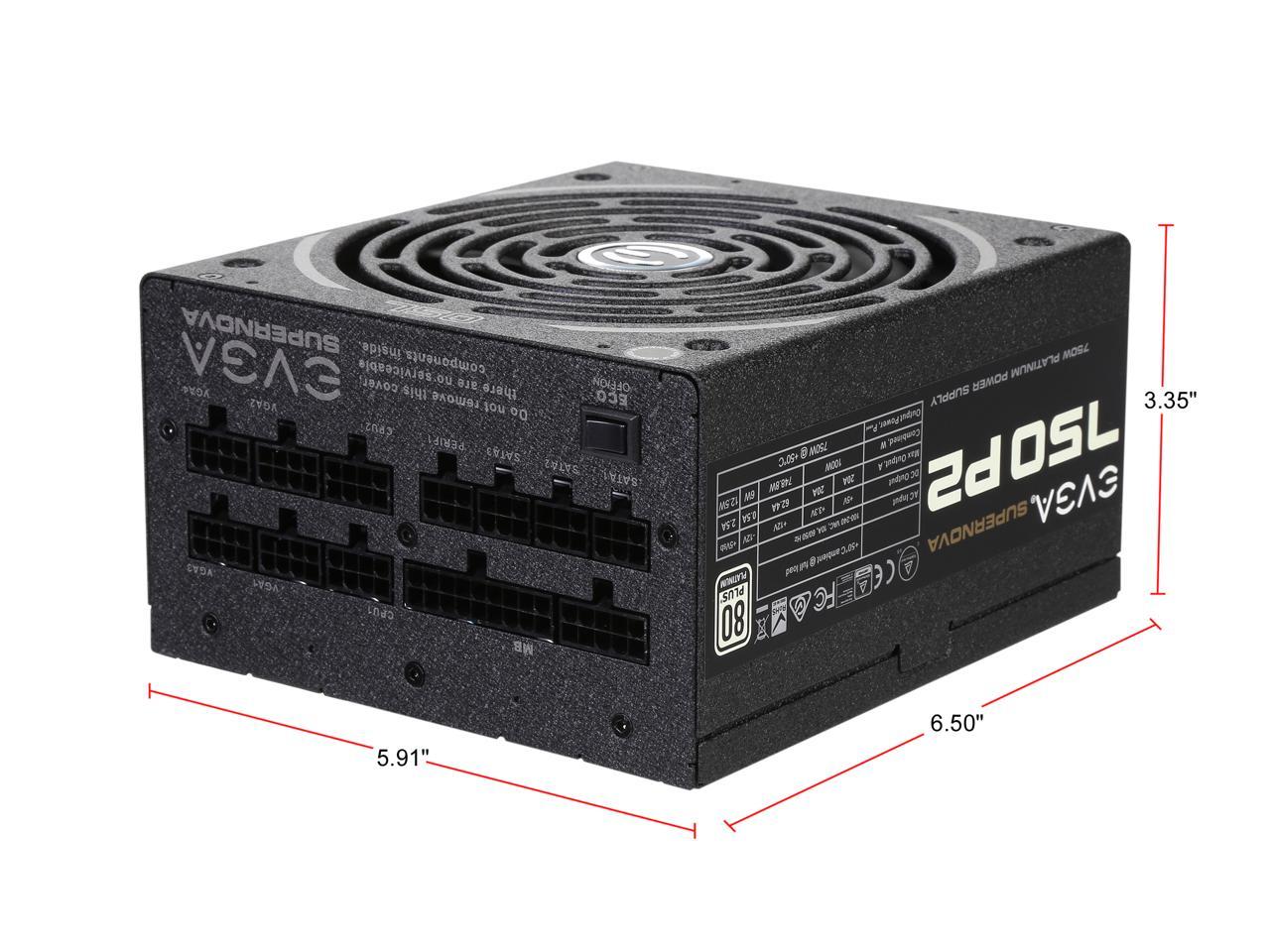 EVGA SuperNOVA 750 P2 220-P2-0750-X1 80+ PLATINUM 750W Fully Modular EVGA ECO Mode Includes FREE Power On Self Tester Power Supply