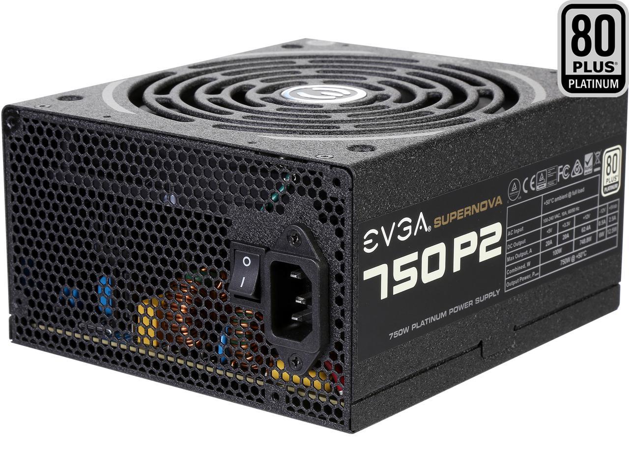 EVGA SuperNOVA 750 P2 220-P2-0750-X1 80+ PLATINUM 750W Fully Modular EVGA ECO Mode Includes FREE Power On Self Tester Power Supply