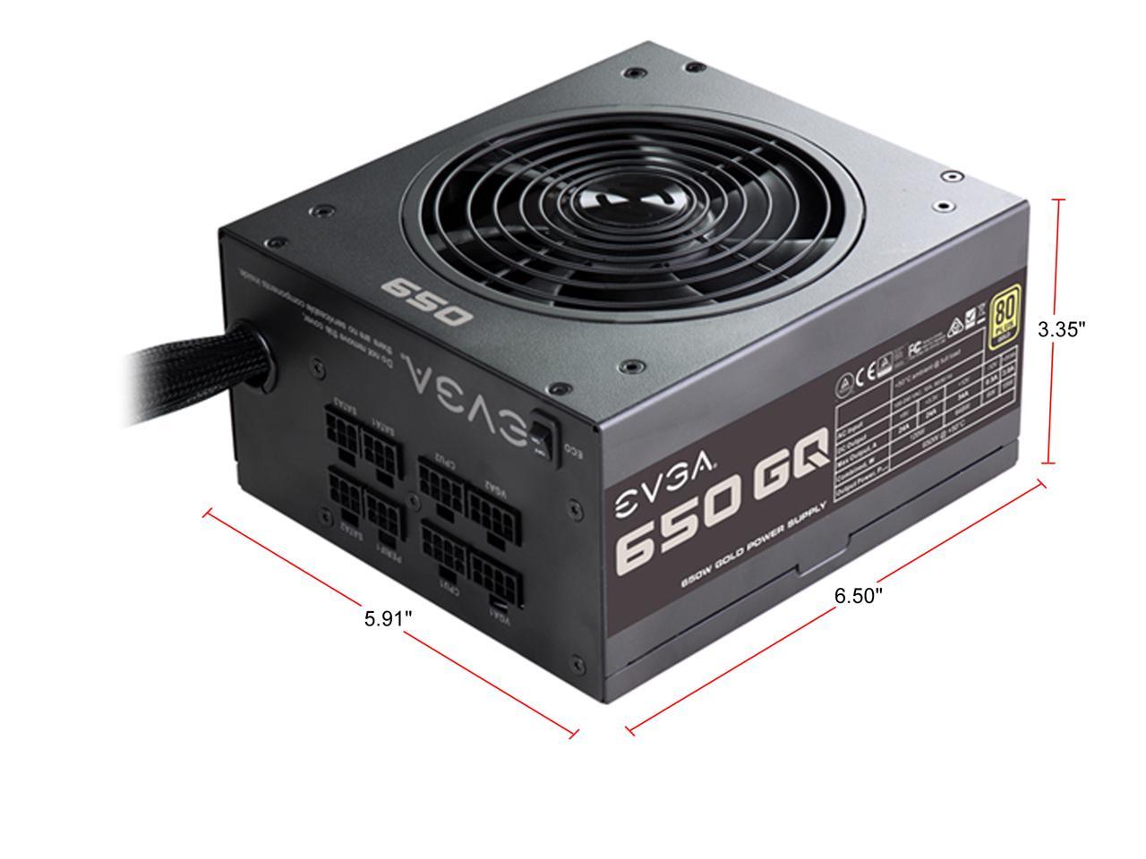 EVGA 650 GQ 210-GQ-0650-V1 80+ GOLD 650W Modular EVGA ECO Mode Power Supply