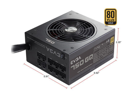 EVGA 750 GQ, 80+ GOLD 750W, Semi Modular, EVGA ECO Mode, 5 Year Warranty, Power Supply 210-GQ-0750-V1