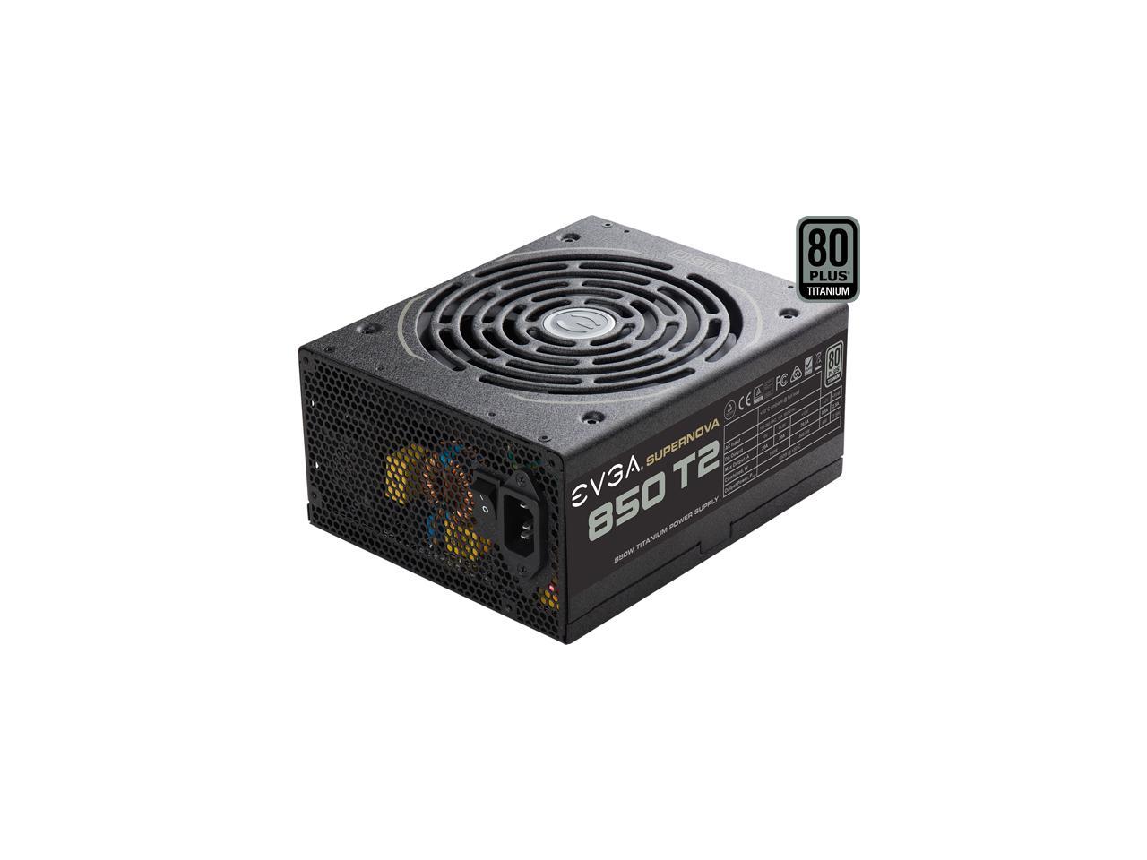 EVGA SuperNOVA 850 T2 220-T2-0850-X1 80+ TITANIUM 850W Fully Modular EVGA ECO Mode Includes FREE Power On Self Tester Power Supply