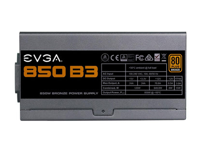 EVGA 850 B3, 80 Plus BRONZE 850W, Fully Modular, EVGA ECO Mode, Compact 160mm Size, Power Supply 220-B3-0850-V1