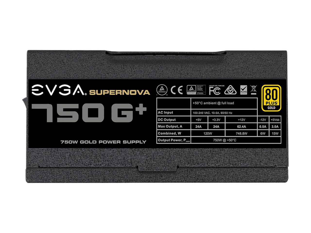 EVGA SuperNOVA 750 G+, 80 Plus Gold 750W, Fully Modular, FDB Fan, 10 Year Warranty, Includes Power ON Self Tester, Power Supply 120-GP-0750-X1