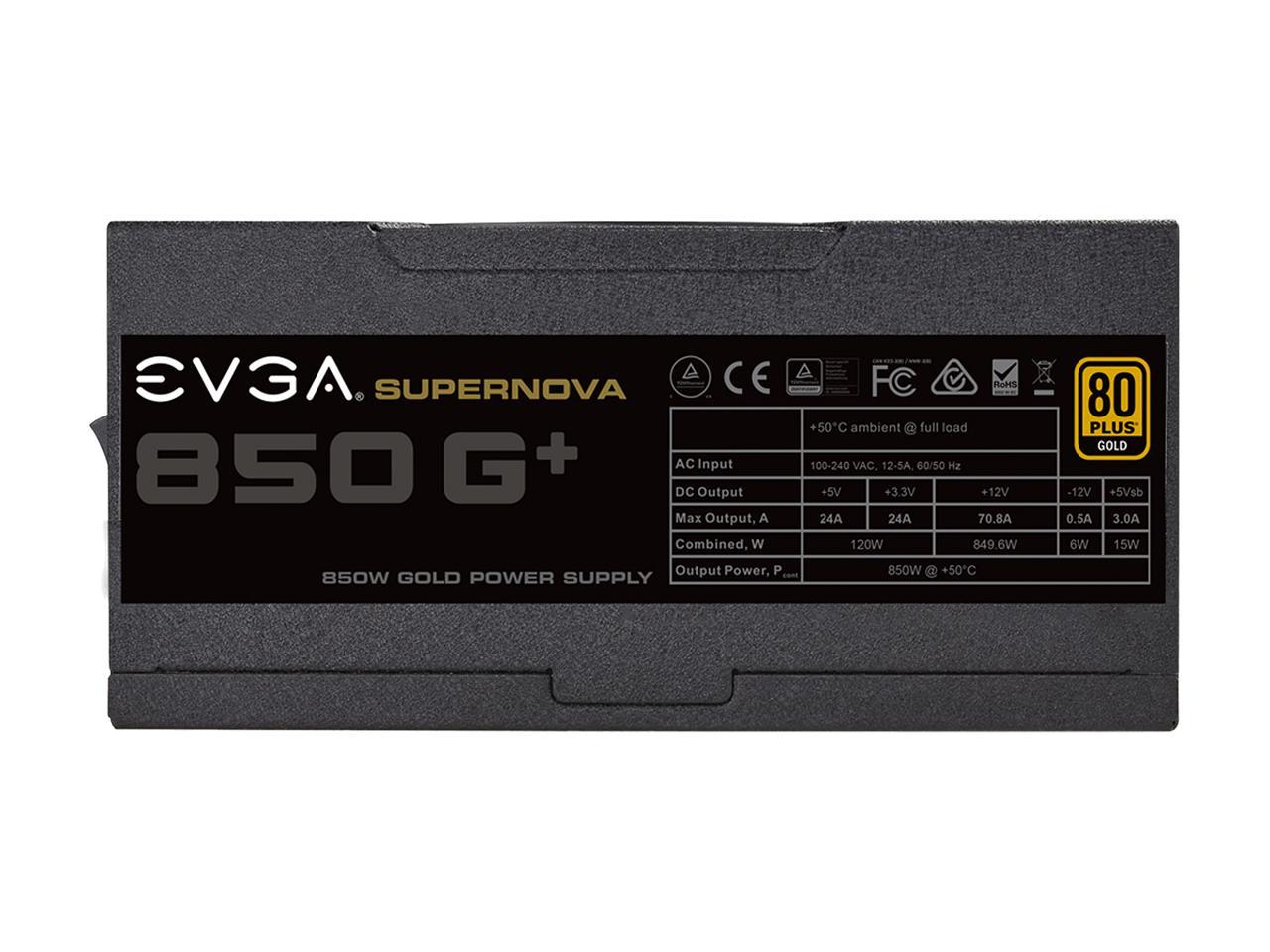EVGA SuperNOVA 850 G+, 80 Plus Gold 850W, Fully Modular, FDB Fan, 10 Year Warranty, Includes Power ON Self Tester, Power Supply 120-GP-0850-X1