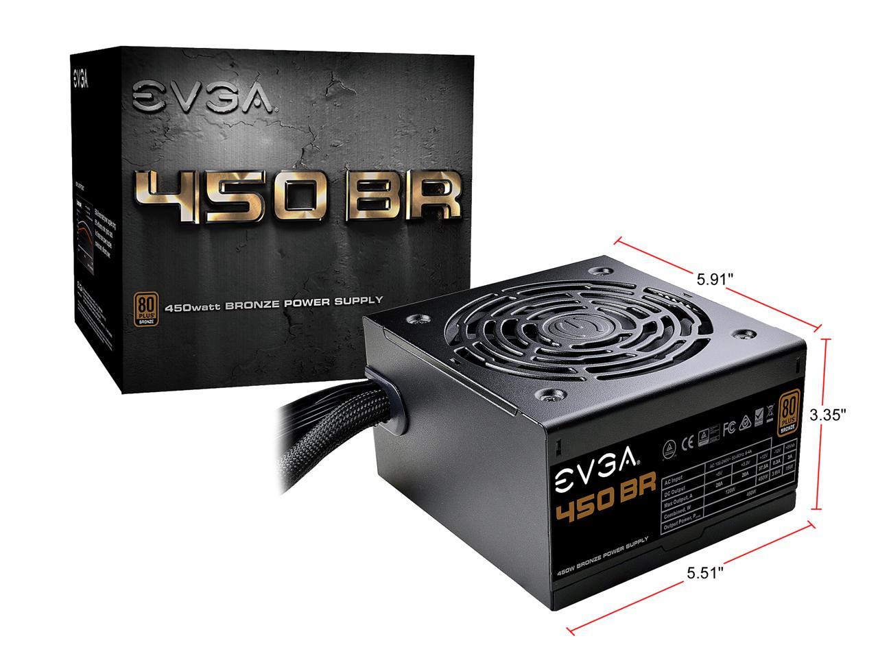 EVGA 450 BR 100-BR-0450-K1 450W ATX12V / EPS12V 80 PLUS BRONZE Certified Non-Modular Power Supply