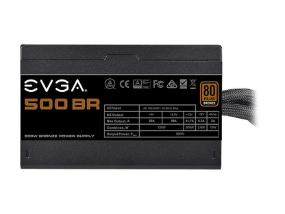 EVGA 500 BR 100-BR-0500-K1 500W ATX12V / EPS12V SLI CrossFire 80 PLUS BRONZE Certified Non-Modular Power Supply