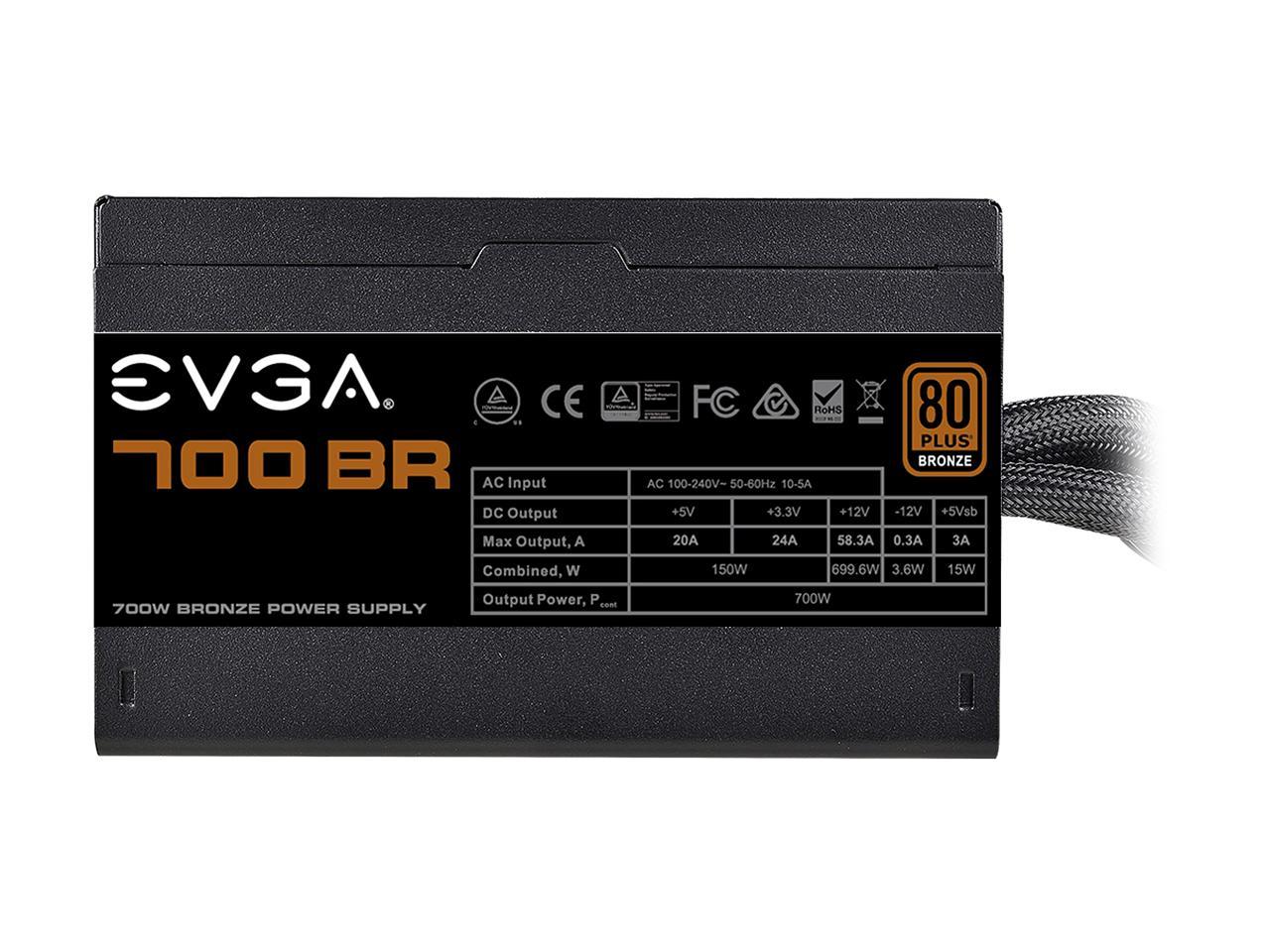 EVGA 700 BR 100-BR-0700-K1 700W ATX12V / EPS12V SLI CrossFire 80 PLUS BRONZE Certified Non-Modular Power Supply