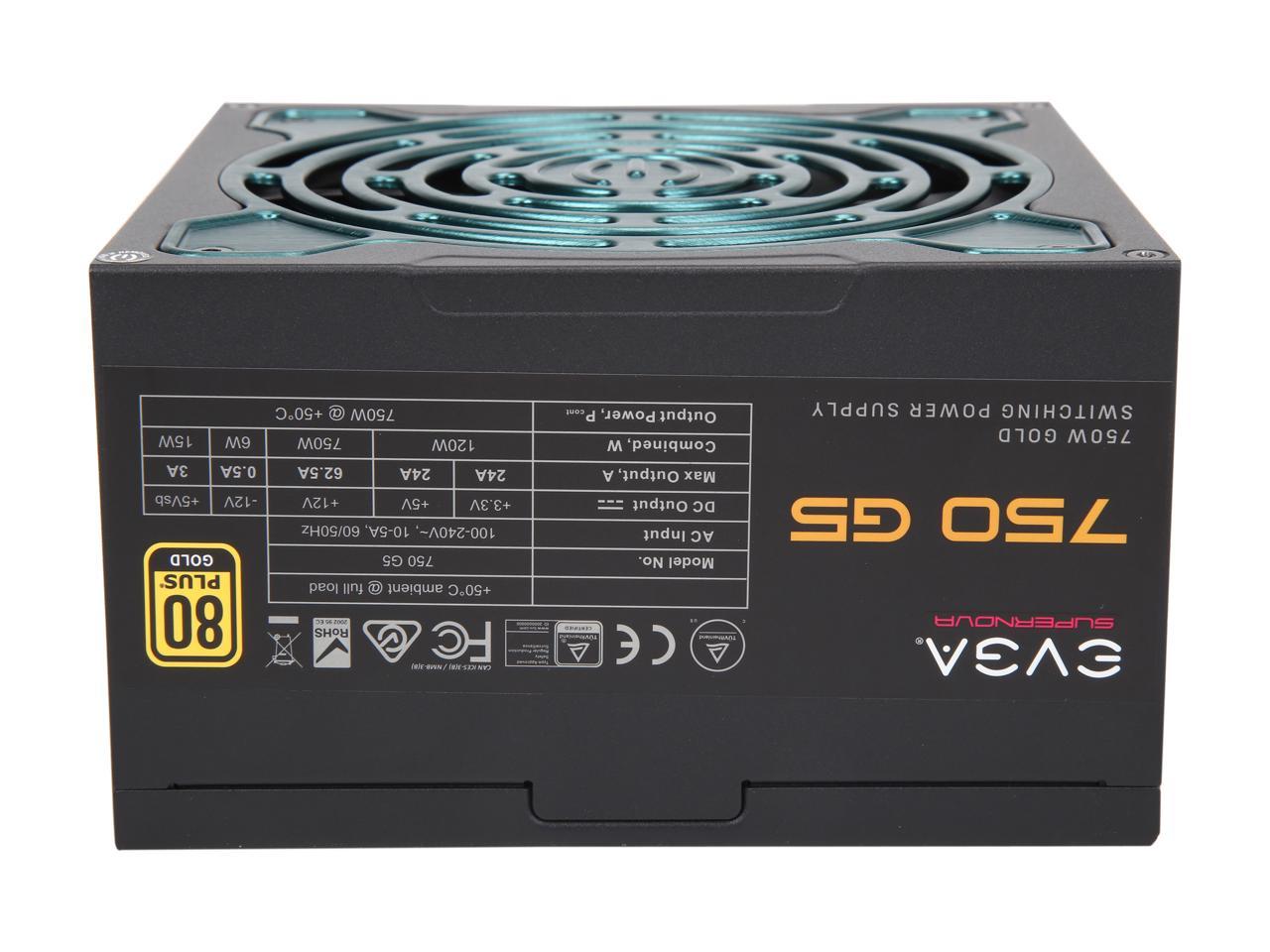 EVGA SuperNOVA 750 G5, 80 Plus Gold 750W, Fully Modular, Eco Mode with FDB Fan, 10 Year Warranty, Includes Power ON Self Tester, Compact 150mm Size, Power Supply 220-G5-0750-X1