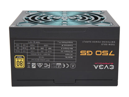 EVGA SuperNOVA 750 G5, 80 Plus Gold 750W, Fully Modular, Eco Mode with FDB Fan, 10 Year Warranty, Includes Power ON Self Tester, Compact 150mm Size, Power Supply 220-G5-0750-X1