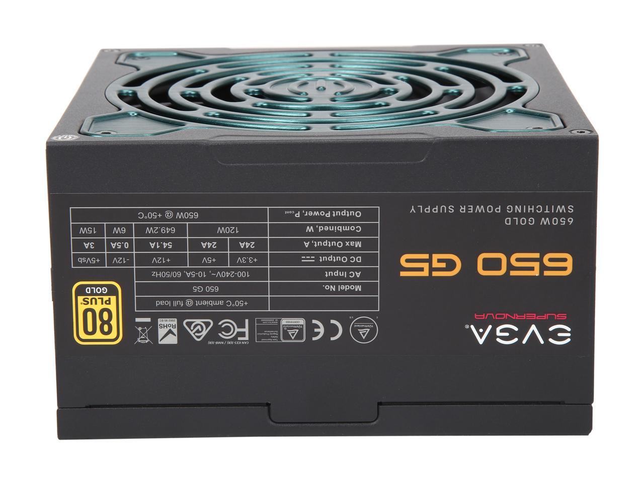 EVGA SuperNOVA 650 G5, 80 Plus Gold 650W, Fully Modular, Eco Mode with FDB Fan, 10 Year Warranty, Includes Power ON Self Tester, Compact 150mm Size, Power Supply 220-G5-0650-X1