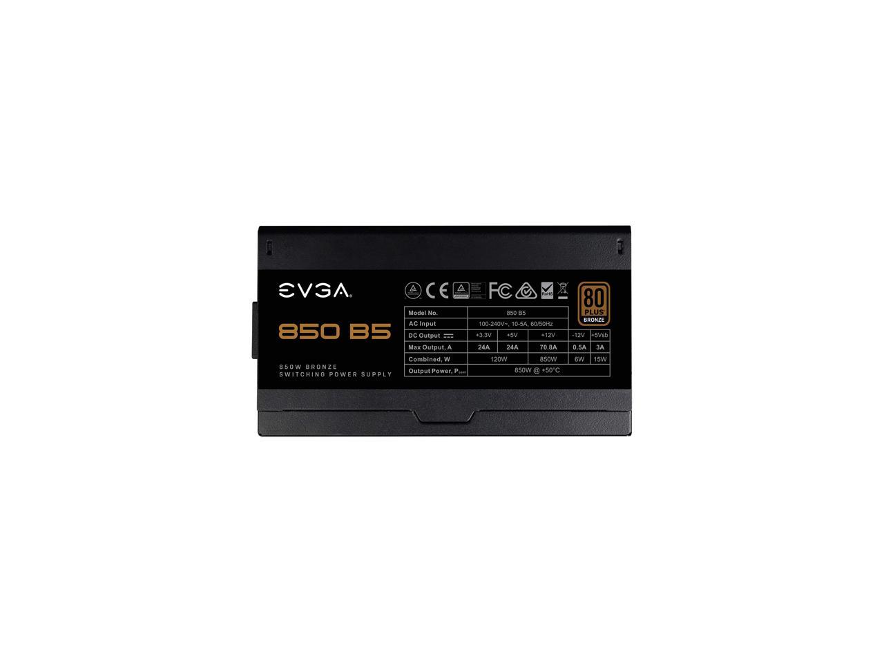 EVGA 850 B5, 80 Plus BRONZE 850W, Fully Modular, EVGA ECO Mode, 5 Year Warranty, Compact 150mm Size, Power Supply - 220-B5-0850-V1
