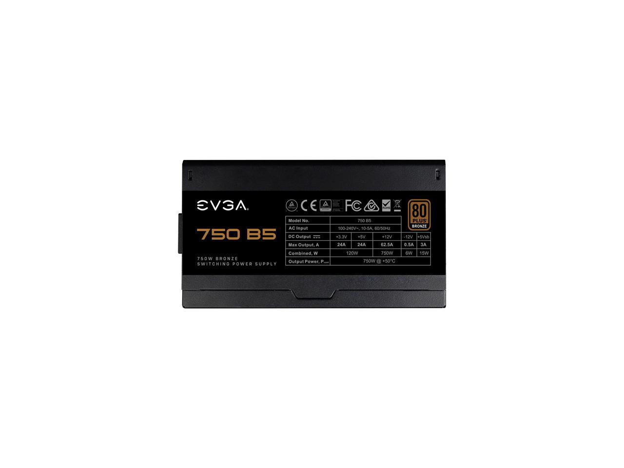 EVGA 750 B5, 80 Plus BRONZE 750W, Fully Modular, EVGA ECO Mode, 5 Year Warranty, Compact 150mm Size, Power Supply - 220-B5-0750-V1