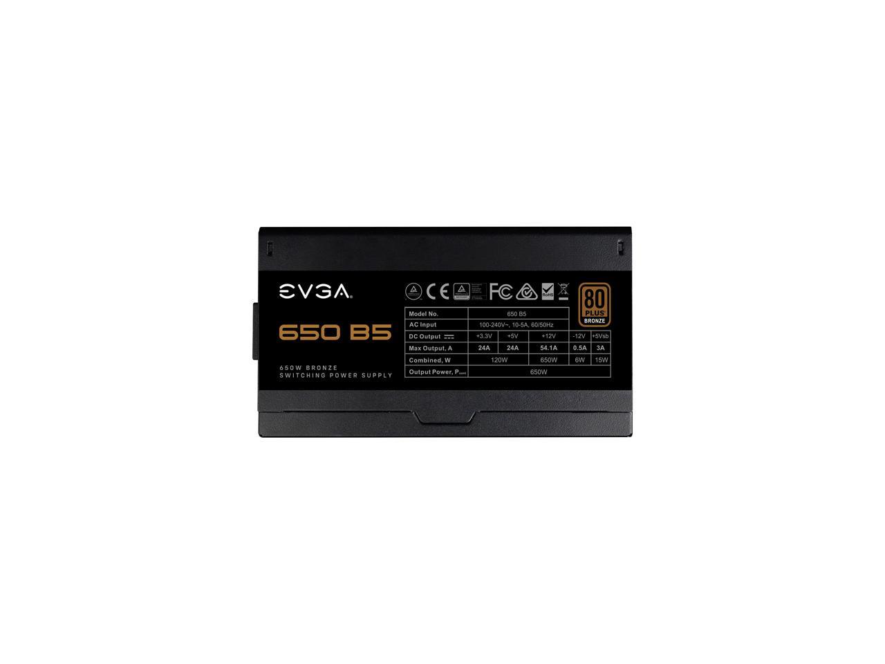 EVGA 650 B5, 80 Plus BRONZE 650W, Fully Modular, EVGA ECO Mode, 5 Year Warranty, Compact 150mm Size, Power Supply - 220-B5-0650-V1