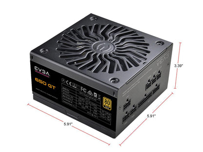 EVGA SuperNOVA 650 GT, 80 Plus Gold 650W, Fully Modular, Auto Eco Mode with FDB Fan, 7 Year Warranty, Includes Power ON Self Tester, Compact 150mm Size, Power Supply 220-GT-0650-Y1
