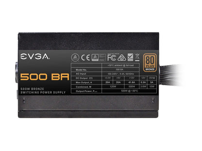 EVGA 500 BA 100-BA-0500-K1 500W ATX12V / EPS12V SLI CrossFire 80 PLUS BRONZE Certified Non-Modular Active PFC Power Supply