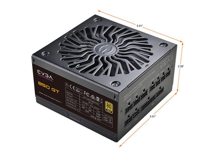 EVGA SuperNOVA 850 GT, 80 Plus Gold 850W, Fully Modular, Auto Eco Mode with FDB Fan, 7 Year Warranty, Includes Power ON Self Tester, Compact 150mm Size, Power Supply 220-GT-0850-Y1
