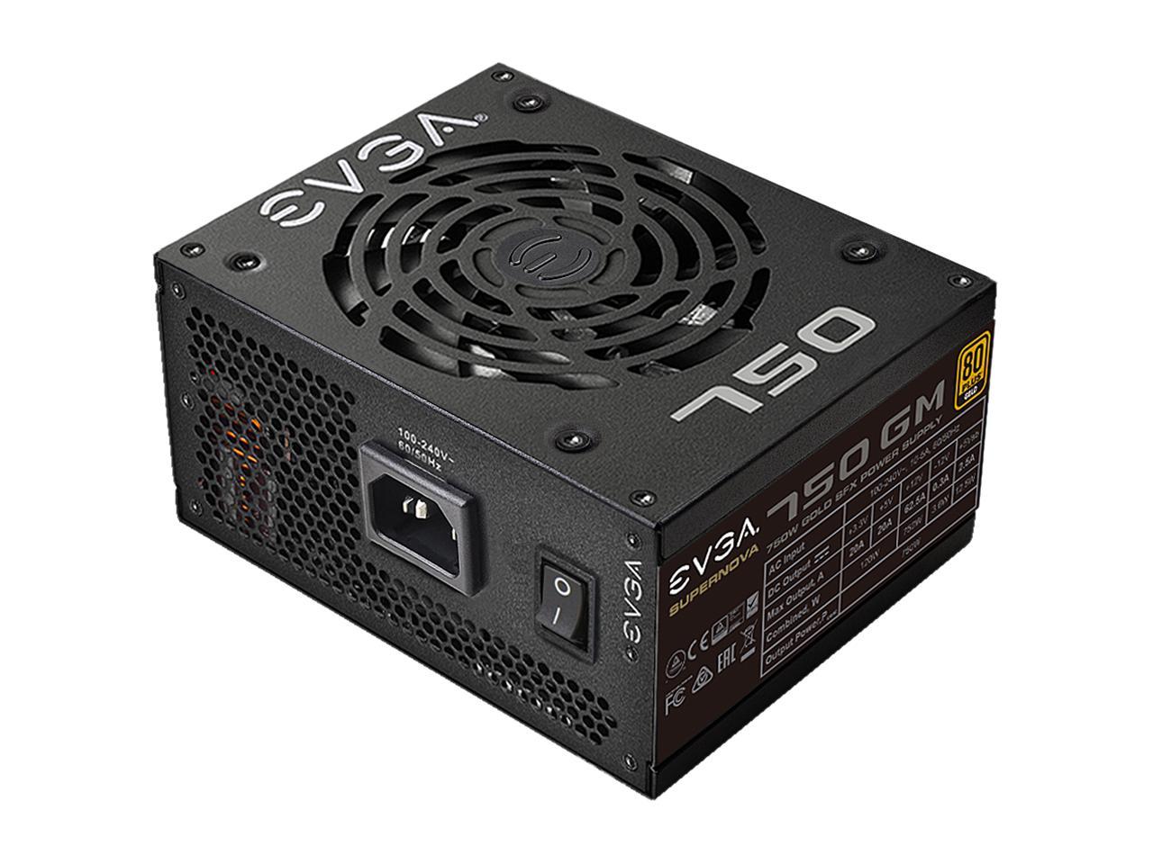 EVGA SuperNOVA 750 GM 123-GM-0750-X1 80 PLUS Gold 750W, Fully Modular, ECO Mode with FDB Fan, Includes Power ON Self Tester, SFX Form Factor, Power Supply