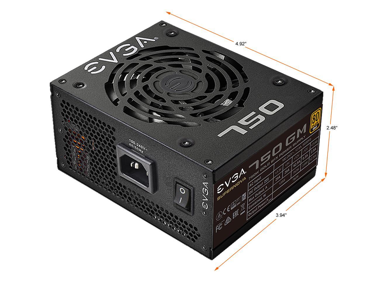 EVGA SuperNOVA 750 GM 123-GM-0750-X1 80 PLUS Gold 750W, Fully Modular, ECO Mode with FDB Fan, Includes Power ON Self Tester, SFX Form Factor, Power Supply