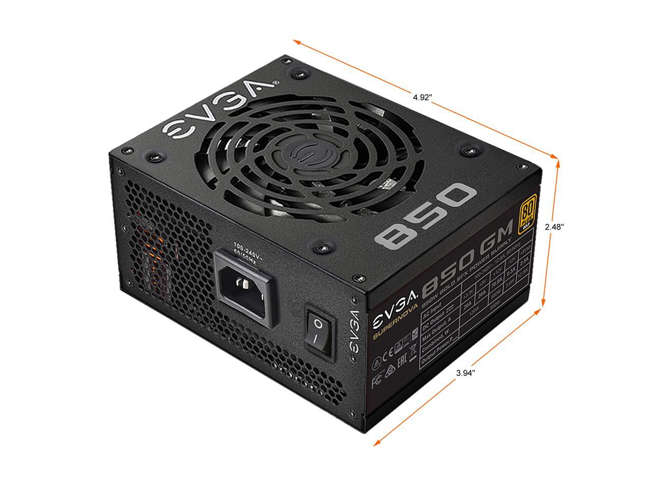 EVGA SuperNOVA 850 GM 123-GM-0850-X1 850W Fully Modular, ECO Mode with FDB Fan, Includes Power ON Self Tester, SFX Form Factor Power Supply