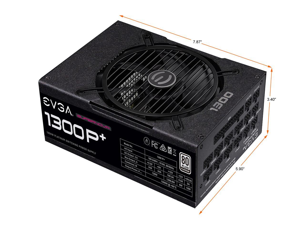 EVGA SuperNOVA 1300 P+ 220-PP-1300-X1 1300 W ATX12V / EPS12V 80 PLUS PLATINUM Certified Full Modular Active PFC Power Supply