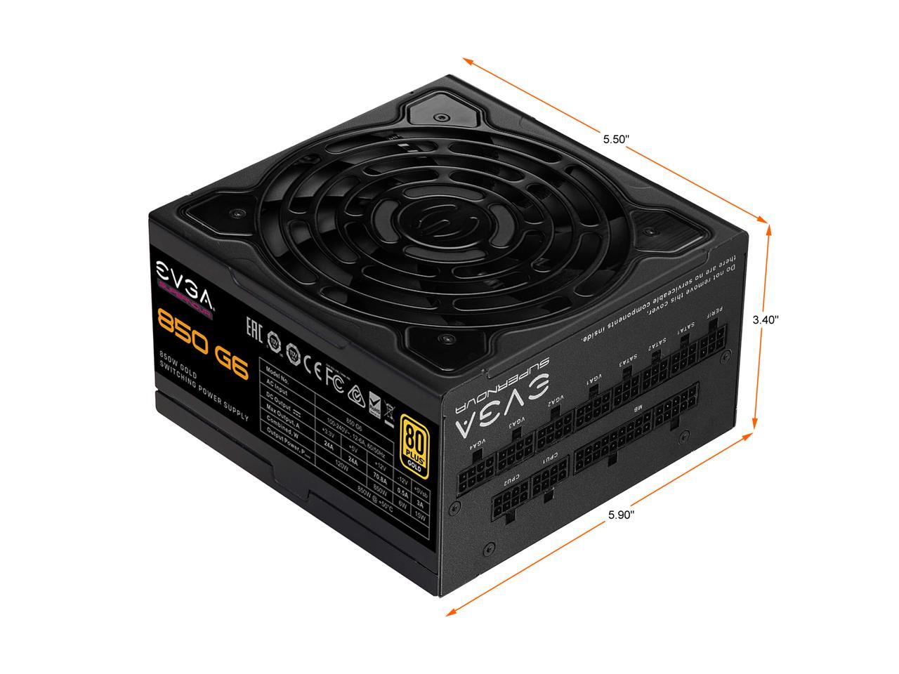 EVGA SuperNOVA 850 G6 220-G6-0850-X1 850 W ATX12V / EPS12V 80 PLUS GOLD Certified Full Modular Active PFC Power Supply