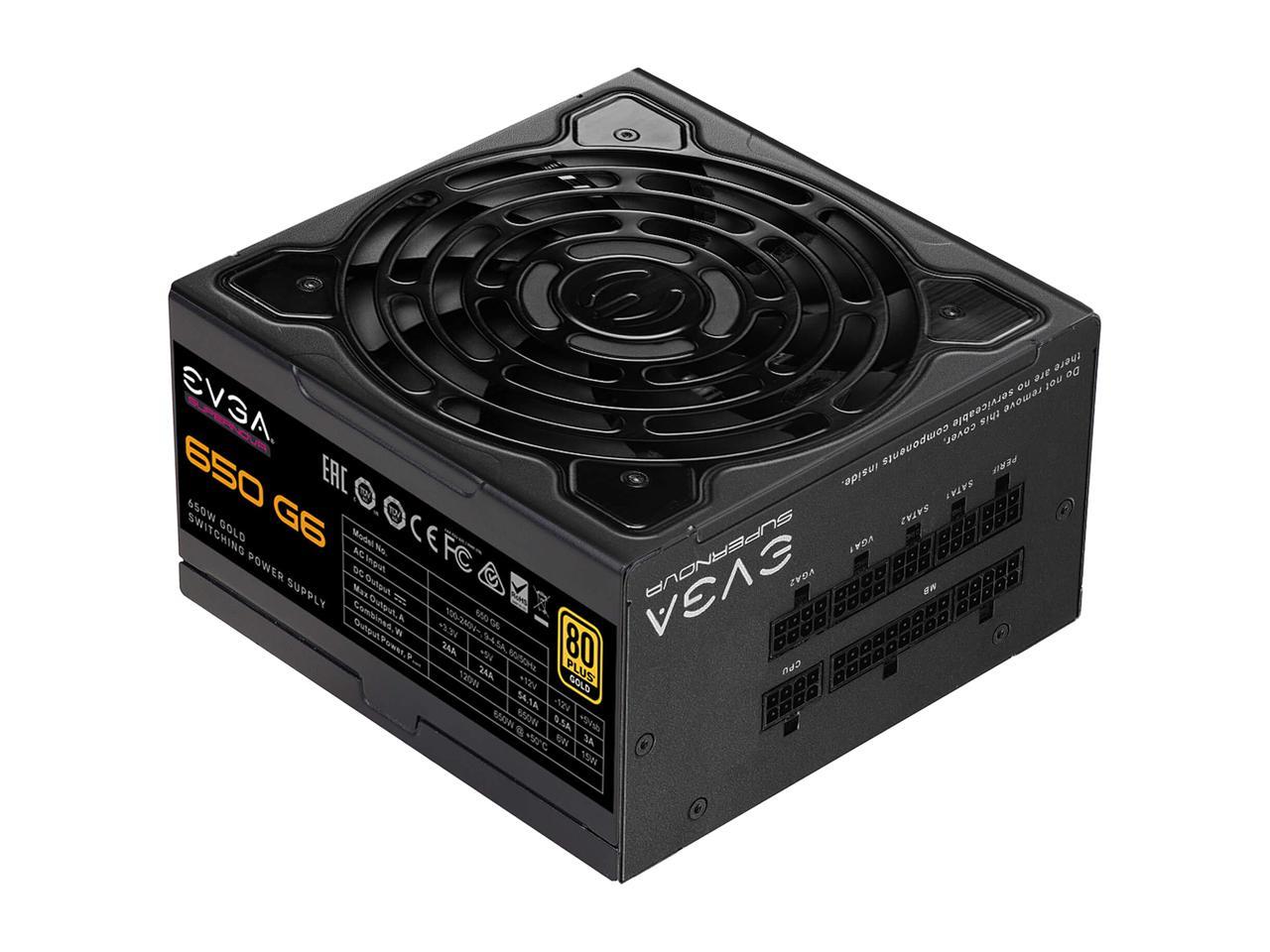 EVGA SuperNOVA 650 G6, 80 Plus Gold 650W, Fully Modular, Eco Mode with FDB Fan, 10 Year Warranty, Includes Power ON Self Tester, Compact 140mm Size, Power Supply 220-G6-0650-X1