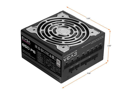 EVGA SuperNOVA 850 P6, 80 Plus Platinum 850W, Fully Modular, Eco Mode with FDB Fan, 10 Year Warranty, Includes Power ON Self Tester, Compact 140mm Size, Power Supply 220-P6-0850-X1