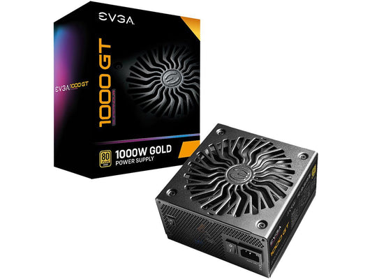 EVGA SuperNOVA 1000 GT, 80 Plus Gold 1000W, Fully Modular, Eco Mode with FDB Fan, 10 Year Warranty, Includes Power ON Self Tester, Compact 150mm Size, Power Supply 220-GT-1000-X1