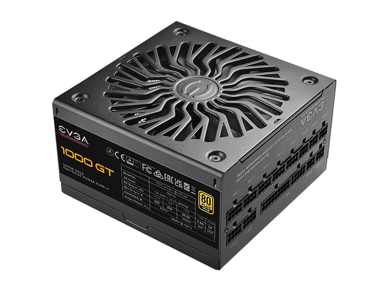 EVGA SuperNOVA 1000 GT, 80 Plus Gold 1000W, Fully Modular, Eco Mode with FDB Fan, 10 Year Warranty, Includes Power ON Self Tester, Compact 150mm Size, Power Supply 220-GT-1000-X1