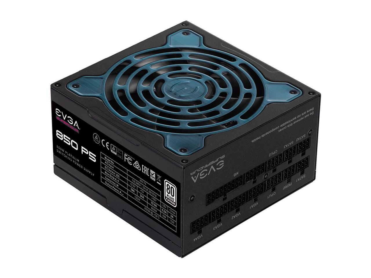 EVGA SuperNOVA 850 P5, 80 Plus Platinum 850W, Fully Modular, Eco Mode with FDB Fan, 10 Year Warranty, Includes Power ON Self Tester, Compact 150mm Size, Power Supply 220-P5-0850-X1