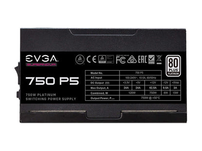 EVGA SuperNOVA 750 P5, 80 Plus Platinum 750W, Fully Modular, Eco Mode with FDB Fan, 10 Year Warranty, Includes Power ON Self Tester, Compact 150mm Size, Power Supply 220-P5-0750-X1