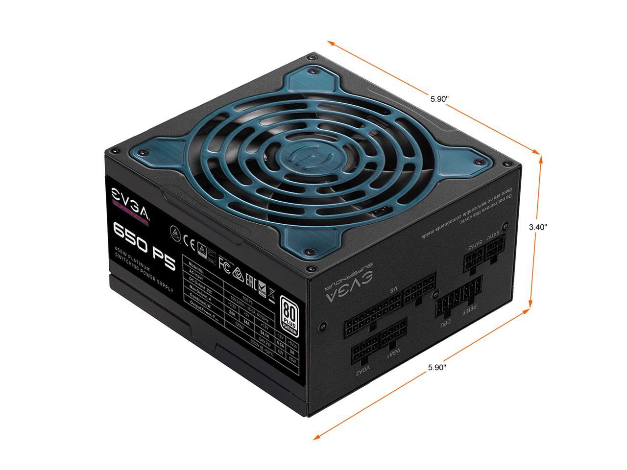 EVGA SuperNOVA 650 P5, 80 Plus Platinum 650W, Fully Modular, Eco Mode with FDB Fan, 10 Year Warranty, Includes Power ON Self Tester, Compact 150mm Size, Power Supply 220-P5-0650-X1